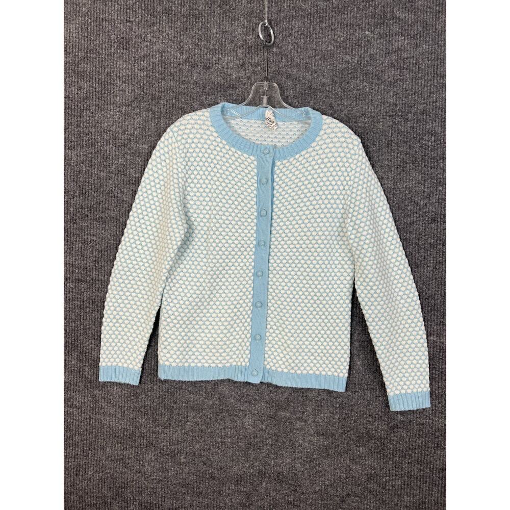 Vintage David Crystal Cardigan Sweater Womens 12 Button Up Knobby Knit Grandma